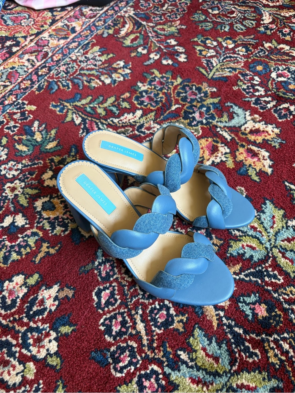 Draper James Sky Blue Braided Slip-On Heels